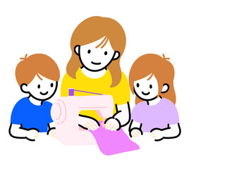 親子でミシンを触る