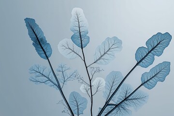 Contemporary Minimalist Background Featuring X-Ray Botanical Designs for Elegant Floral Artwork