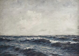 Vintage Seascape Print, Dark Sea Painting, Digital Download 1