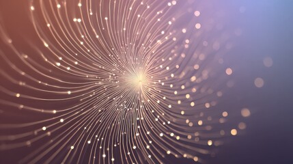 Glowing network with light streaks, data streams, and connection points