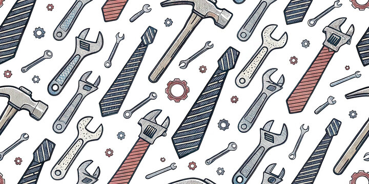 Celebrating Dad's day with a fun Father's Day pattern featuring ties and tools - Powered by Adobe