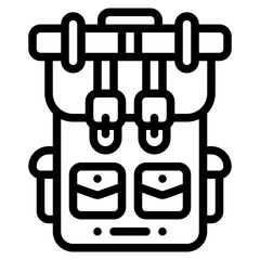 backpack tour adventure outline icon and illustration