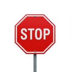 Red stop sign isolated on white background for traffic, safety, and regulatory use cases.