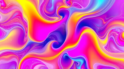 Fototapeta premium A dynamic abstract illustration of flowing psychedelic paint. Swirling patterns of vibrant neon colors in a fluid motion.