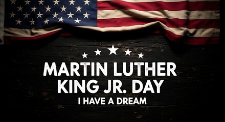 Martin luther king jr day celebration with american flag, a symbol of freedom and equality