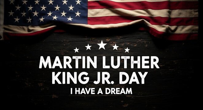 Martin luther king jr day celebration with american flag, a symbol of freedom and equality