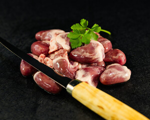 Fresh Raw Duck heart from the butcher