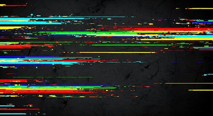 Abstract glitch background with colorful pixel distortion and error effects creating a modern texture