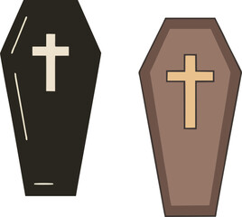 Obraz premium coffin vector with cross icon religious symbol faith church illustration isolated 