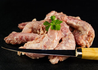Chicken necks close up fresh from butcher