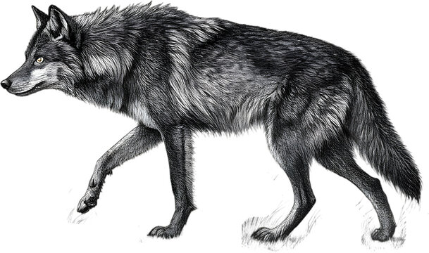 Majestic wolf illustration captures the wild spirit, perfect for nature enthusiasts and animal art collections.