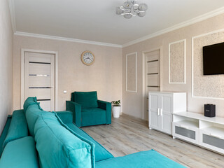 interior design. interior photography of an apartment for rent. One-room apartment with a simple and cozy design. High quality photo