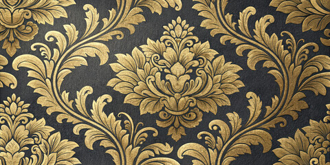 Elegant gold damask pattern with rich texture brings luxurious sophistication to any design project instantly.