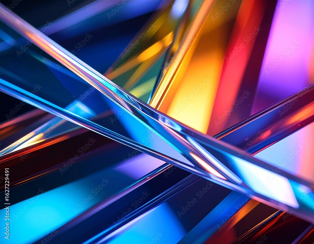 Poster macro effect of folded transparent plastic, creating beautiful and abstract colorful reflections of 