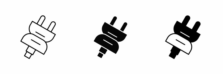 Black plugs line. Plugs illustration. Isolated vector element. Vector icon.