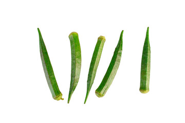 Fresh okra isolated on transparent background