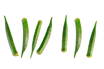 Fresh okra isolated on transparent background