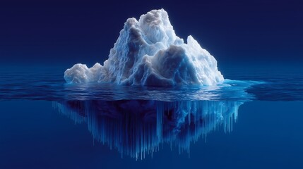 Iceberg Tip with Submerged Data Lines - Clean Pareto Principle Visualization on Blue Background