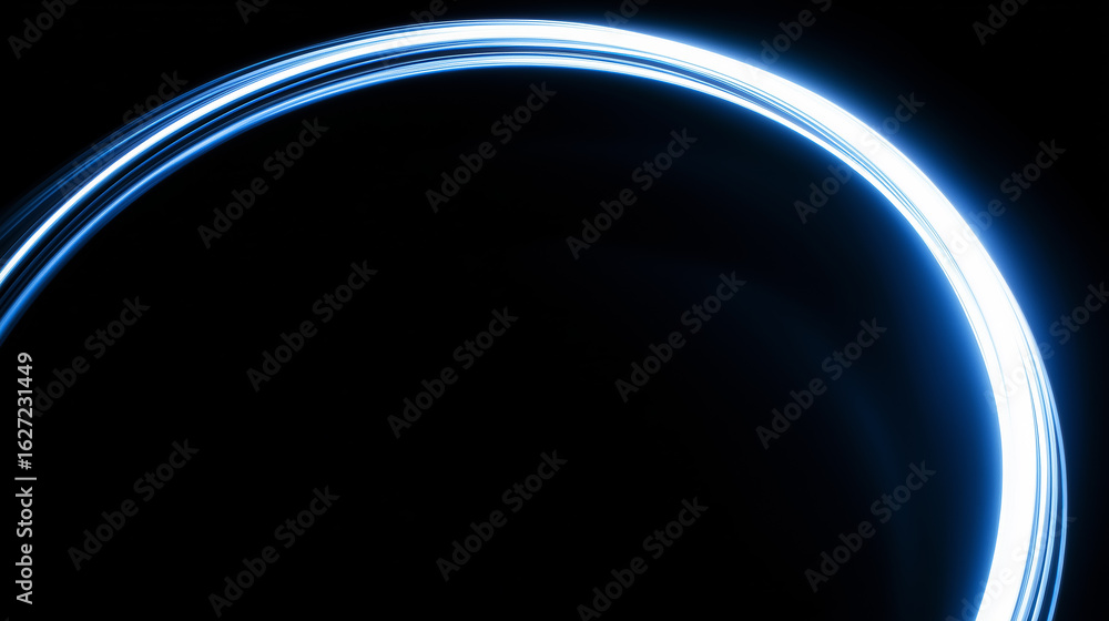 Aufkleber light trails creating a glowing circle on black background