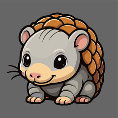 Naklejka premium Cartoon pangolin mascot with large cute eyes
