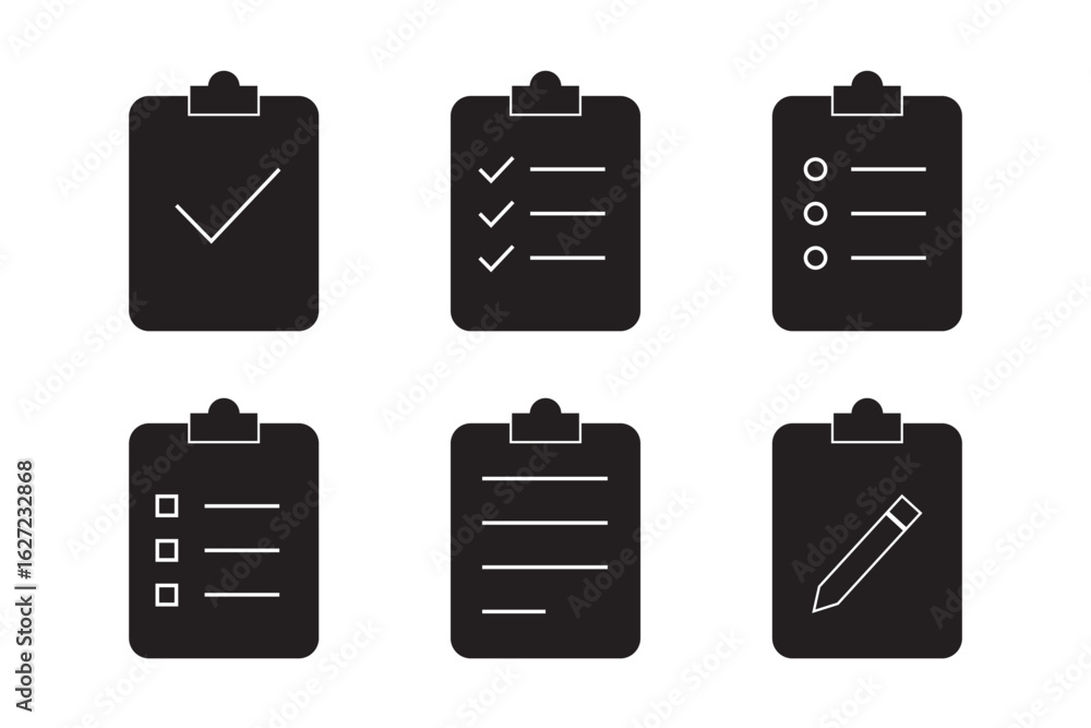 Poster checklist, survey or report editable stroke outline icon isolated on white background flat set of a 