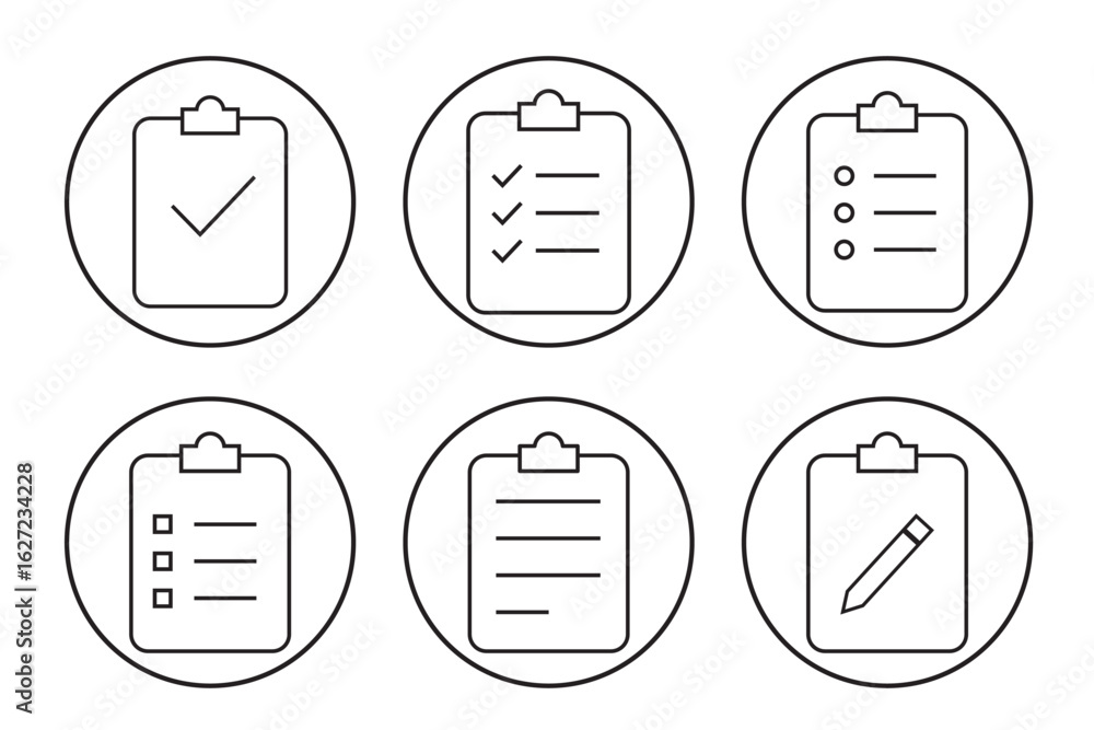Poster checklist icon. white color clipboard icon set. checklist sign symbol for web site and app design. f
