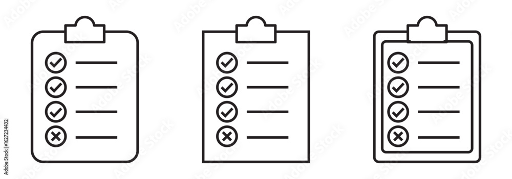 Poster checklist icon. white color clipboard icon set. checklist sign symbol for web site and app design. f