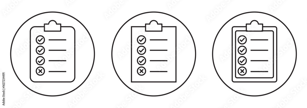 Poster checklist icon. white color clipboard icon set. checklist sign symbol for web site and app design. f