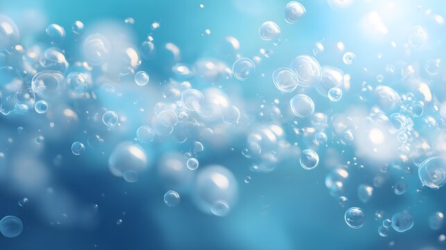 Bubbly clean background in gradient blue tones, hygiene representation