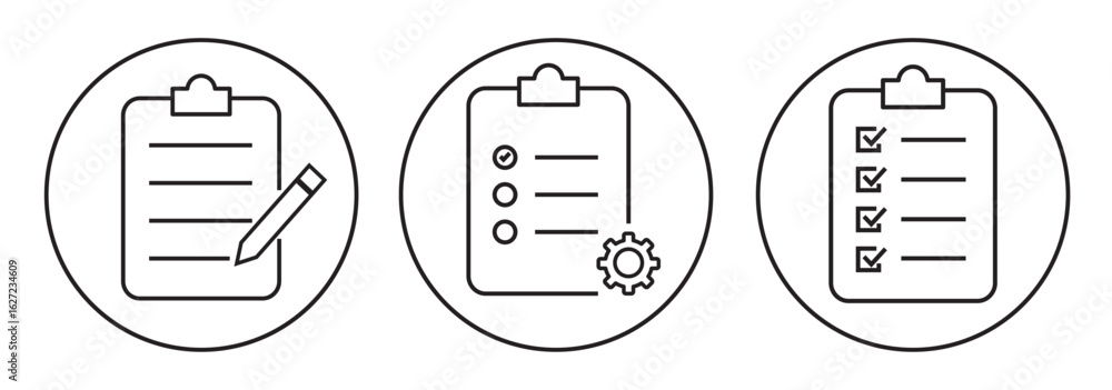 Poster checklist icon. white color clipboard icon set. checklist sign symbol for web site and app design. f