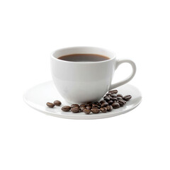 Coffee cup and beans isolate on transparent background