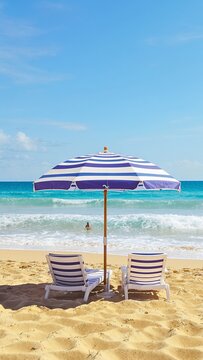 beach chairs and umbrella