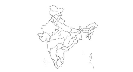 Fototapeta premium India map outline isolated on white background, geographical representation