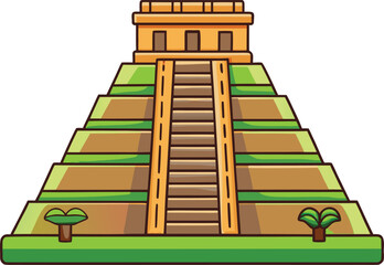 Flat style mayan ruins on white background illustration