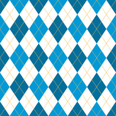 oktoberfest colors argyle seamless pattern, blue white vector background