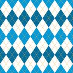 oktoberfest colors argyle seamless pattern, blue white vector background