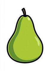 Green pear icon fruit graphic, clean background, single item, food design, element use