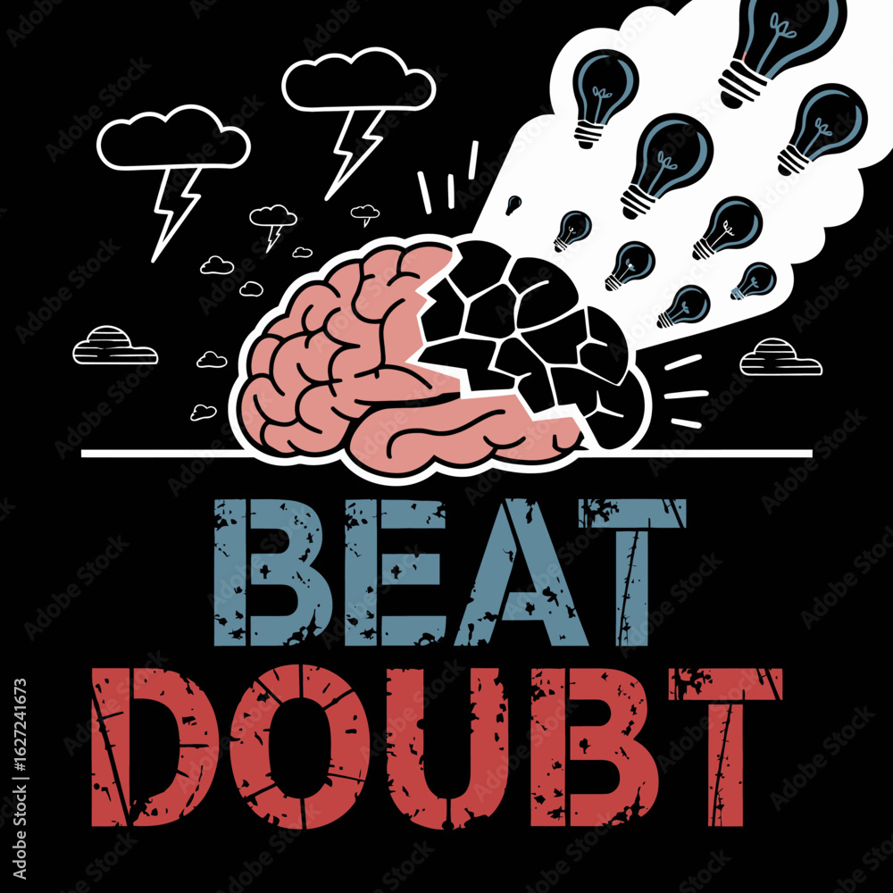 Aufkleber overcoming self doubt and mental blocks with a powerful burst of creative ideas and inspiration symb