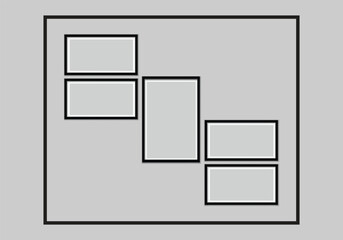 Photo Frame Mockup Vector | Modern Black Border Wall Frame Set | Vertical and Horizontal Layout for Interior Design, Poster Display, Artwork Presentation, Home Decoration, and Gallery EPS Illustration