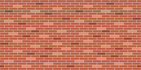 brown bricks wall pattern, wide horizontal vector template