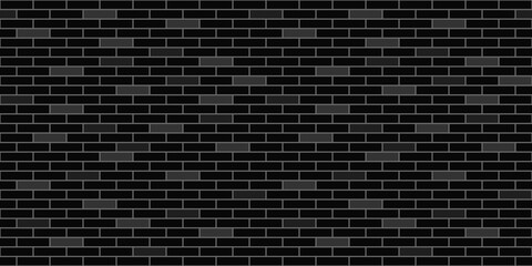 black bricks wall pattern, wide horizontal vector template