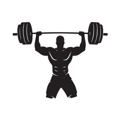 Bodybuilder Silhouette with Barbell in Power Pose

