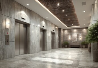 Obraz premium Modern elevator lobby, light and airy