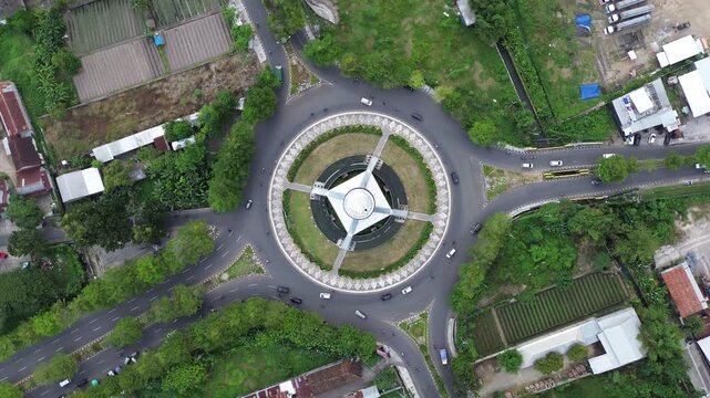 Aerial view of the city Monumen Mataram Metro or Tugu Mataram. The newest icon from the city of Mataram Indonesia. Lombok, Indonesia, May 31, 2025