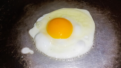 fried egg in a frying pan