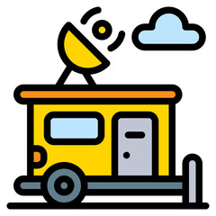 campervan settled cloudy signal colored filled icon and illustration