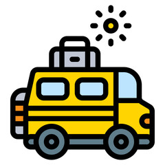 adventure sunny colored filled icon and illustration