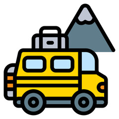 travel mountain colored filled icon and illustration