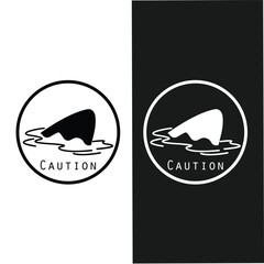 Shark Warning Icon – No Swimming Alert Sign