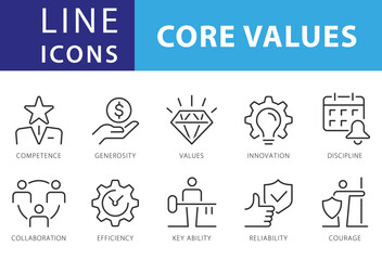 Obraz premium Line Icons Business People, Result, Search, Saving, Workgroup, Strategy